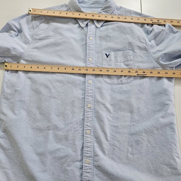 American Eagle Shirt Mens L Blue Collared Button Down LS Cotton Western Preppy - Picture 4 of 16